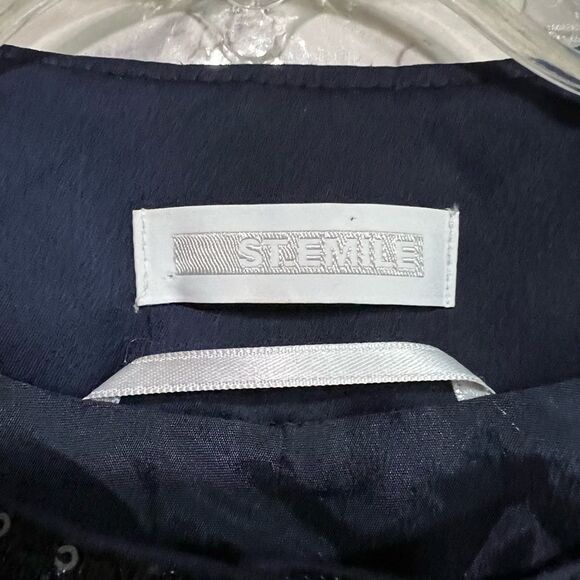 St. Emile Blue Sequin Short Cropped Jacket Size 6 - Picture 2 of 10